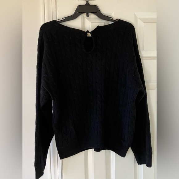 NWT GREY / VEN Helket Black Cable Knit Cashmere & Wool Blend Sweater - Picture 2 of 7